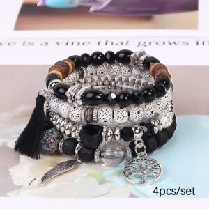 Black Boho Bracelets – Mystical Enchantment Set