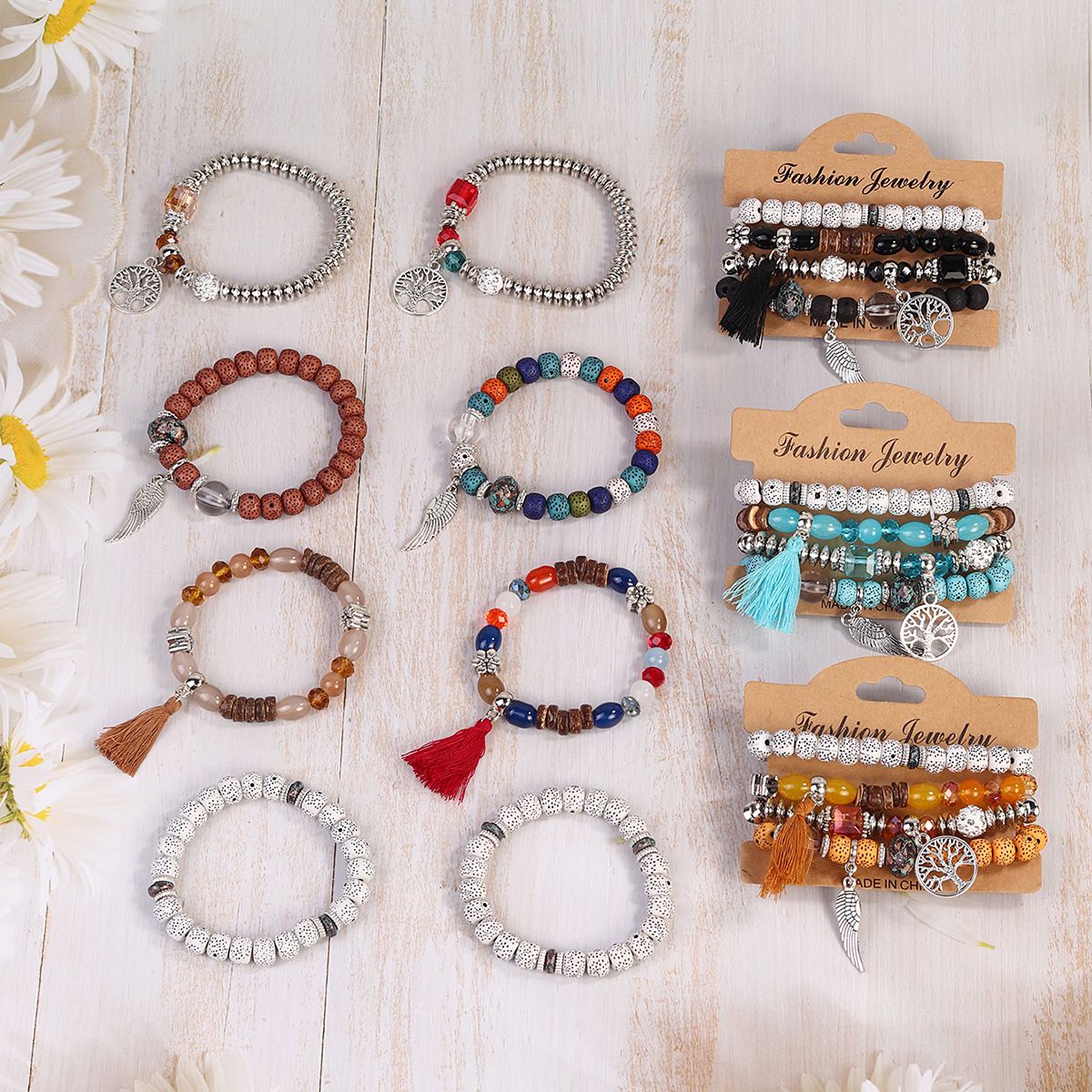 Ruby Red Bracelets – Vibrant Bohemian Charm – 2 Ruby Red Bracelets – Vibrant Bohemian Charm - 2
