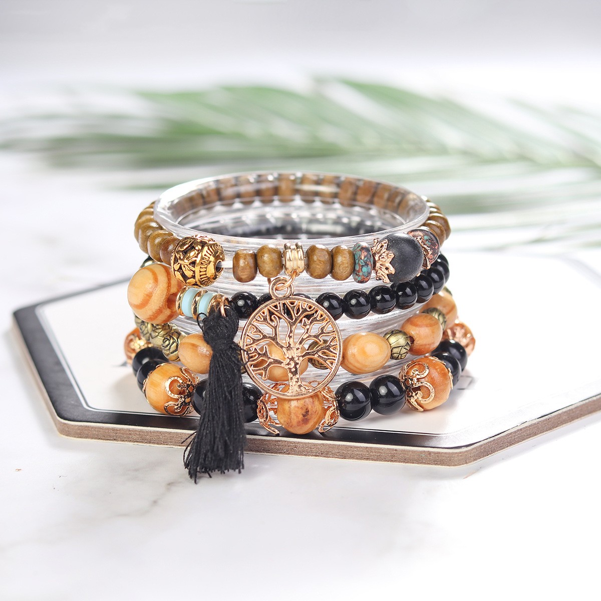 Wooden Bead Bracelet Set – Bohemian Comfort Wooden Bead Bracelet Set – Bohemian Comfort