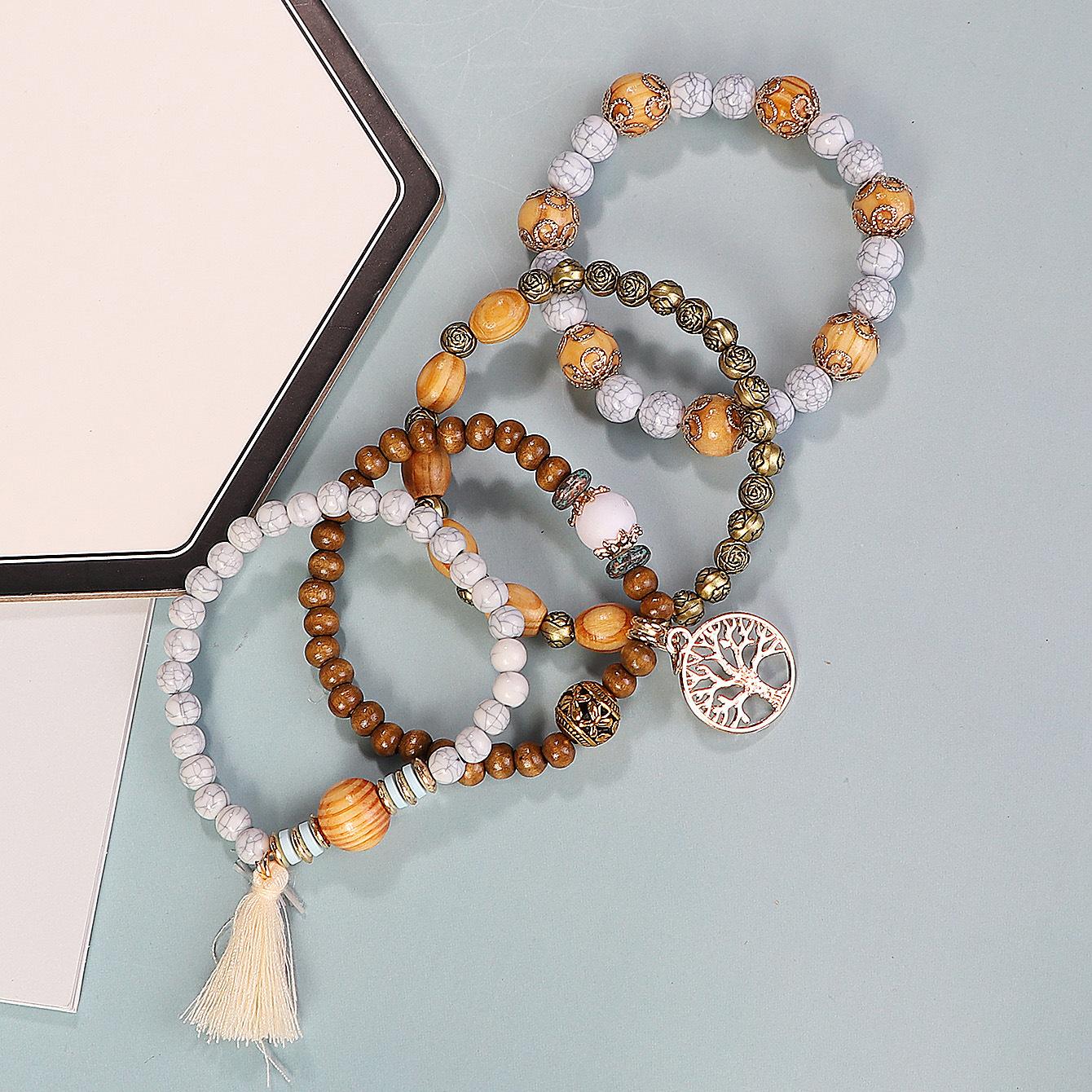 Wooden Bead Bracelet Set – Bohemian Comfort – 2 Wooden Bead Bracelet Set – Bohemian Comfort - 2