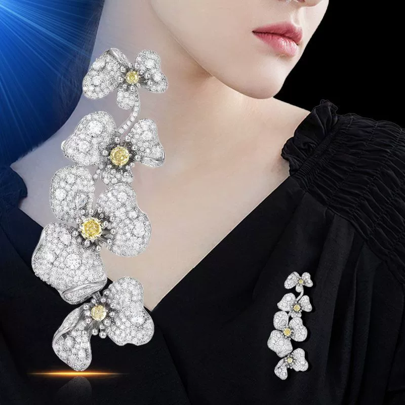 Stunning Brooch: Exquisite 1 Diamond Flower Pin for Elegant Style – 2 Stunning Brooch: Exquisite 1 Diamond Flower Pin for Elegant Style - 2