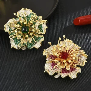 Zirconia Rose Brooch – Elegant Statement Accessory