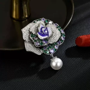 Pearl Rose Brooch – Elegant French Style