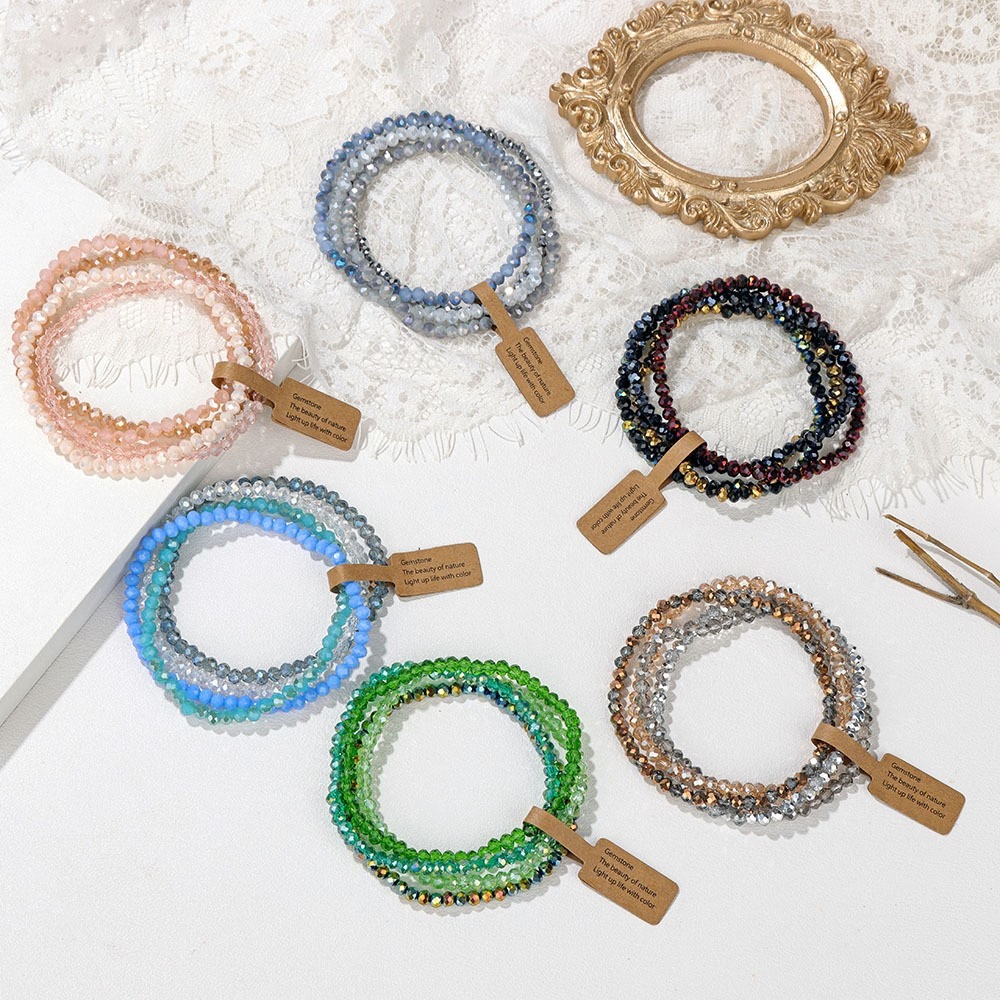 Glass Bead Bracelet Set – Cheerful Four-Piece Style – 1 Glass Bead Bracelet Set – Cheerful Four-Piece Style - 1