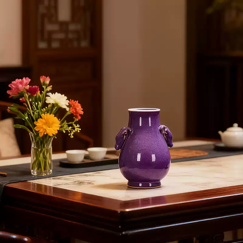 Rose Purple Vase – Vintage Jingdezhen Art – 5 Rose Purple Vase – Vintage Jingdezhen Art - 5