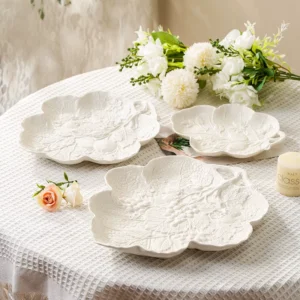 Embossed Ceramic Plate – Timeless Vintage Charm