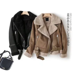 Shearling Suede Jacket – Cozy European Warmth