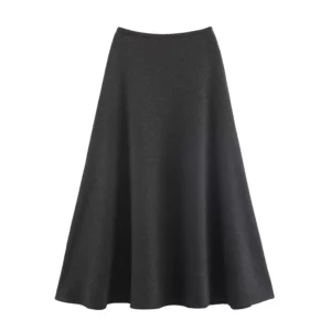 Elegant Autumn Wool Skirt: Flattering High Waist, 1 Size Up!