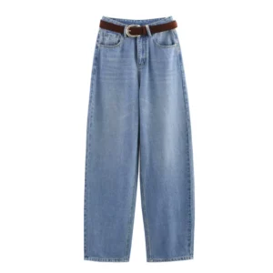 Chic High-Waisted Denim Jeans: Flattering Slim Fit Tapered Pants