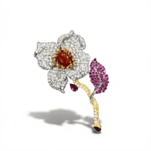 Elegant Red Agate Brooch: 1 Stunning Floral Pin for Her