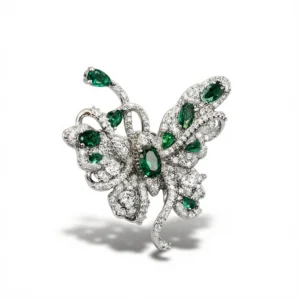 Emerald Butterfly Brooch - Effortless Elegance white background