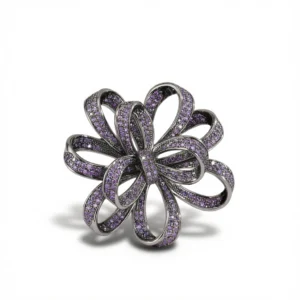 Purple Zircon Brooch - Retro Knot Elegance white background