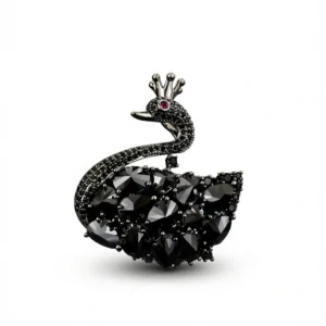 Black Swan Brooch Elegant Statement Accessory white background