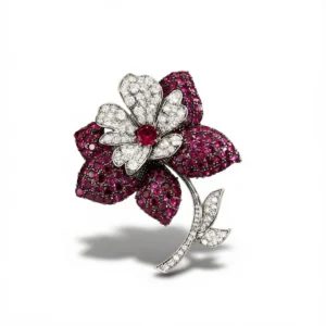 Amethyst Zirconia Brooch - Vintage Floral Elegance white background