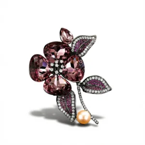 Crystal Clover Brooch – Elegant Lucky Charm
