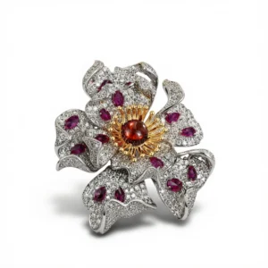 Iris Brooch – Elegant Gemstone Accent