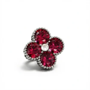 Elegant 4-Leaf Clover Brooch: Lucky Charm Accessory white background