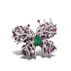 Butterfly Brooch Pink Diamond – Elegant Sparkle white background