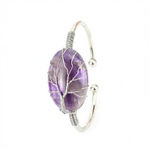 Amethyst Filigree Bracelet – Serene Silver Elegance
