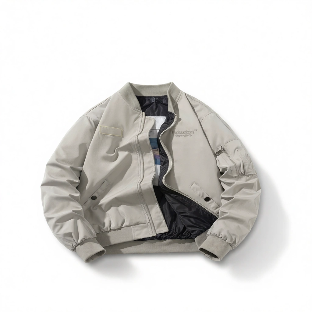 American Bomber Jacket – Bold Style, Lasting Comfort White Background American Bomber Jacket – Bold Style, Lasting Comfort white background