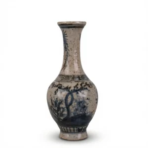 Stunning Ming Blue & White Chrysanthemum Vase - 20cm white background