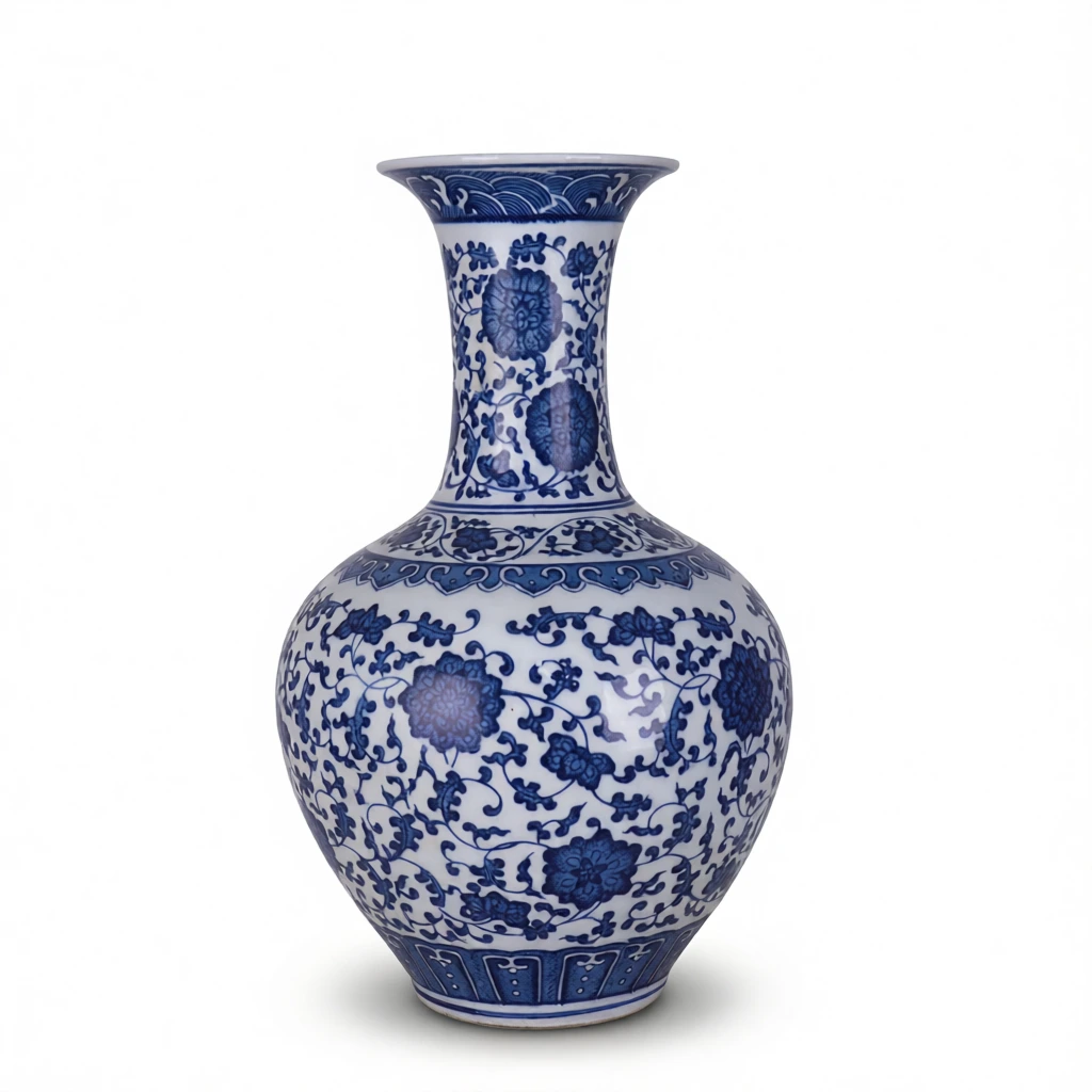Blue White Vase – Timeless Chinese Elegance White Background Blue White Vase – Timeless Chinese Elegance white background