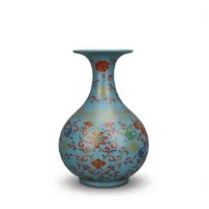 Exquisite Sky Blue Yongzheng Enamel Vase - 25cm