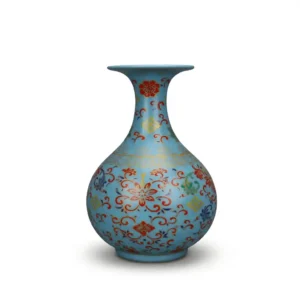 Exquisite Sky Blue Yongzheng Enamel Vase - 25cm - 1