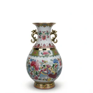 Qianlong Cloisonne Vase – Vibrant Phoenix Design