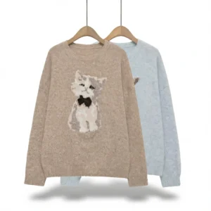 Youthful Knit Sweater – Cozy & Chic Charm - khaki, L