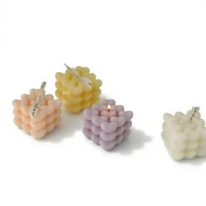 Heart Cube Candle – Elegant Morandi Colors - Love Cube Candle: Yellow (Chamomile Scent)