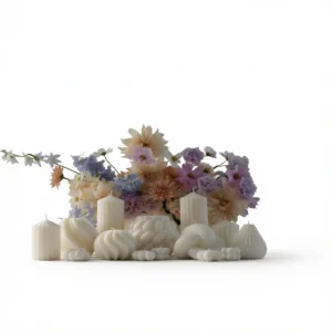 Nordic Scented Candle – Artisan Ambiance, Natural Wax - Set of white pear-shaped candles 10cm*11cm