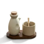 Japanese Ceramic Sauce Bottles – Elegant Retro Kitchen - Two spice jars