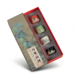 Vintage Ceramic Tea Cup – Serene Oriental Charm - Wanli Mountains and Rivers Arhat Cup Gift Box (4 cups), 30ML-150ML