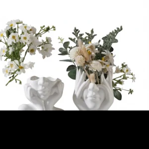 Ceramic Face Vase – Elegant Nordic Art - 1