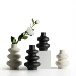 Elegant Ceramic Vase: Stunning European Style for Your Home - Spiral Ceramic Vase: Large Black