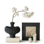 Wabi-Sabi Ceramic Vase – Elegant Imperfection - black large
