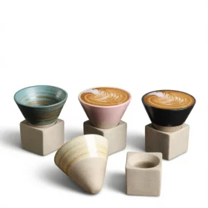 Rustic Ceramic Espresso Cup – Unique Kiln Glaze white background