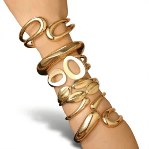 Bold Bangle: 1 Stunning Irregular Alloy Bracelet for Her white background
