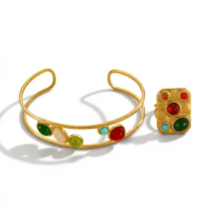Stainless Steel Bangle Set – Chic Light Luxury white background