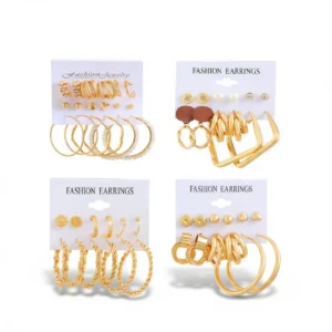 Geometric Hoop Earrings – Retro Glamour white background