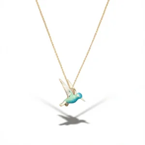 Elegant Hummingbird Jewelry Set - 18K Gold Plated, Dainty & Chic white background