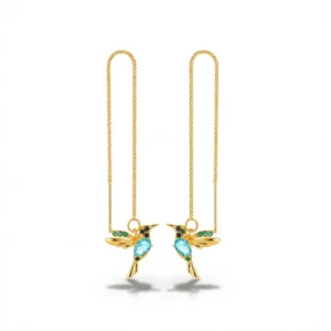 Copper Bird Earrings – Whimsical Colorful Dangles white background