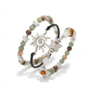 Butterfly Beaded Bracelet – Dazzling French Sparkle white background