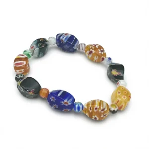 Artisan Glass Bracelet – Floral Elegance white background
