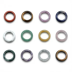 Agate 'Lucky' Ancient Style Crystal Ring - 7 Gemstone Choices! white background