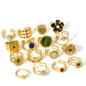 14k Gold Gemstone Ring – Effortless European Chic white background