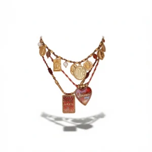 Gold Tarot Necklace – Lucky Heart Charm white background