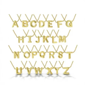 18k Gold Initial Necklace – Personalized Elegant Charm white background