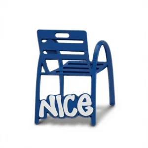 Charming Blue Metal Beach Chair Souvenir - 6.4cm